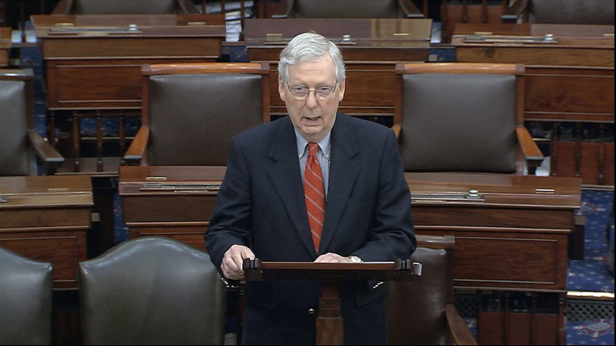 Senate Majority Leader Mitch McConnell says the deal includes more than $320 billion for small businesses. 